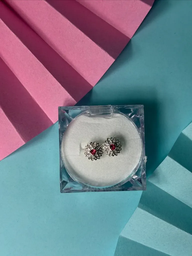 Pink Flower Earrings