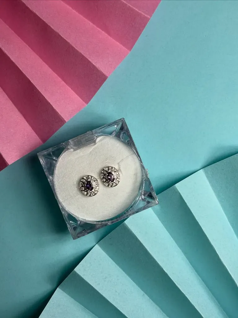 Purple Zircon Classic Earrings