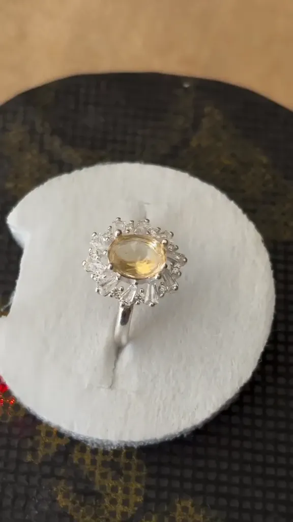 Golden Tapaz Silver Ring