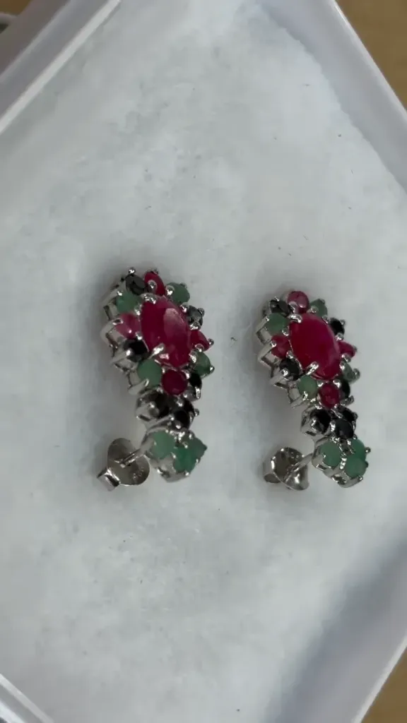 Natural Stone Silver Earrings